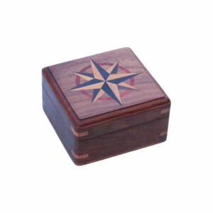 Large Hardwood Case With Hand Inlaid Compass Rose