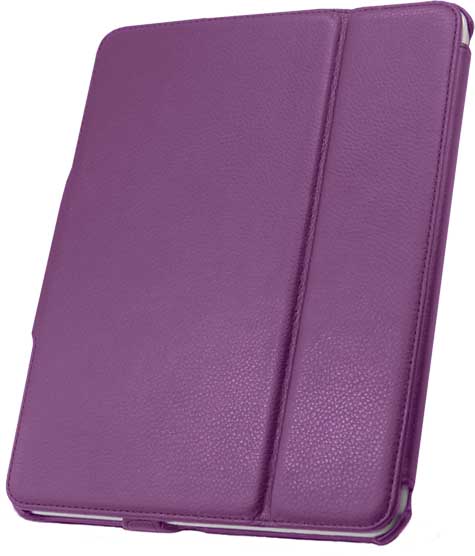 Leather Flip Book Case/Folio for Apple iPad 2, iPad 3, iPad 4 (Purple)