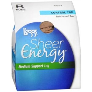 L'eggs Sheer Energy Control Top Reinforced Toe Medium Support Leg Pantyhose Medium - 1.0 pr