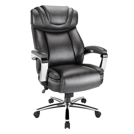 Lenovo Realspace Axton Leather High-Back Big & Tall Chair, Dark Gray