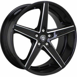 Lexani R-FOUR Black CNC Grooved Wheels in Gloss Black with Machined Accents