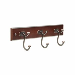 Liberty Hardware 141787 18 Inch Contempo Pilltop Hook Rail Espresso and Bronze with Copper Hooks Coat and Hat Hook Racks 3 Hooks