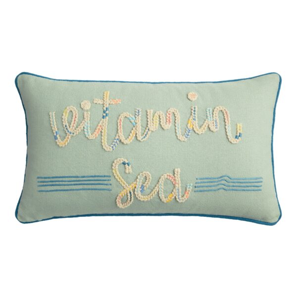 Light Blue Vitamin Sea Indoor Outdoor Patio Lumbar Pillow - Polyester by World Market