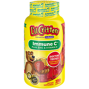 Lil Critters Immune C Gummy Vitamin for Kid's with Zinc & Vitamin D - Mixed Fruit (190 Gummies)