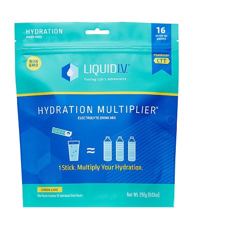 Liquid I.V. Hydration Multiplier Electrolyte Powder Supplement Drink Mix Lemon Lime - 0.56 oz x 16 pack