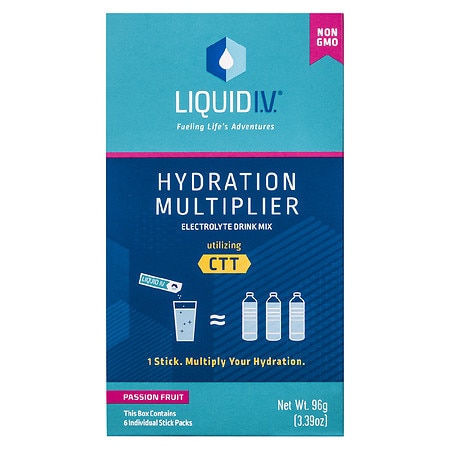 Liquid I.V. Hydration Multiplier Electrolyte Powder Supplement Drink Mix Passion Fruit - 0.57 oz x 6 pack