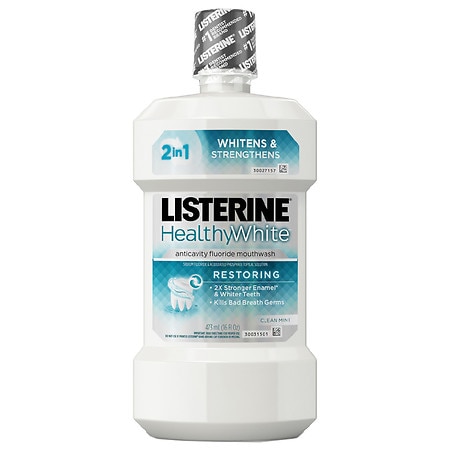 Listerine Healthy White Restoring Fluoride Mouthwash Mint - 16.0 fl oz