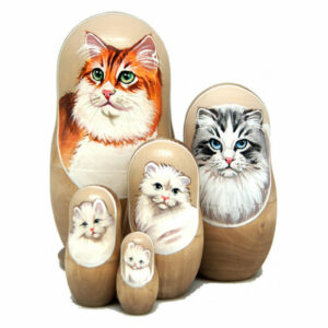 Longhair Tabby Cat 5-Piece Doll