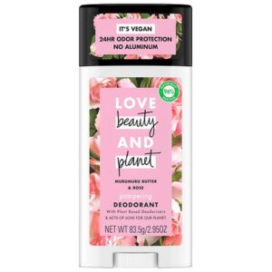 Love, Beauty & Planet Deodorant Murumuru Butter and Rose - 2.95 oz