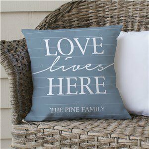 Love Lives Here Personalized Throw Pillow