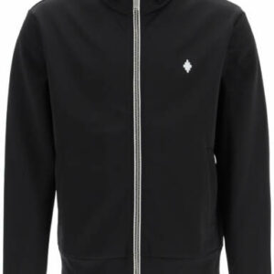 MARCELO BURLON SPORTY SWEATSHIRT WITH ZIP AND FIRE CROSS EMBROIDERY S Black Cotton