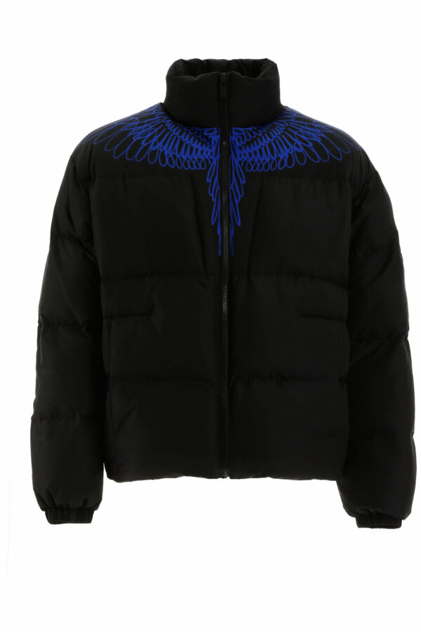 MARCELO BURLON WINGS PRINT PUFFER JACKET M Black, Blue