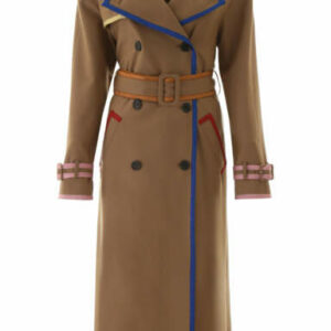 MARCO DE VINCENZO TRENCH COAT WITH LUREX HEMS 40 Brown, Blue, Gold Wool