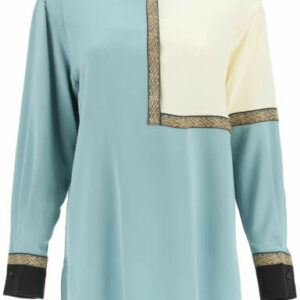 MAX MARA OVERSIZED SILK SHIRT 40 Green, Beige, Gold Silk