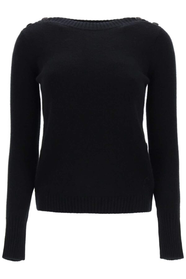 MAX MARA PELOTA SWEATER EMBOSSED BUTTONS XS Black Cashmere, Wool