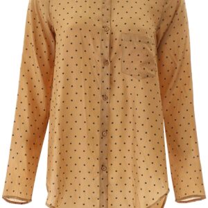 MES DEMOISELLES ASYMMETRIC BOY SHIRT 38 Beige, Black Silk