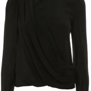 MICHAEL MICHAEL KORS DRAPED SILK BLOUSE 6 Black Silk