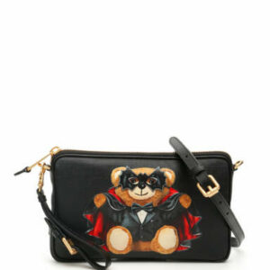 MOSCHINO BAT TEDDY BEAR CROSSBODY BAG OS Black Faux leather