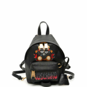 MOSCHINO BAT TEDDY BEAR MINI BACKPACK OS Black Faux leather