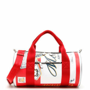 MOSCHINO BUDWEISER DUFFLE BAG OS Red, White, Blue Leather