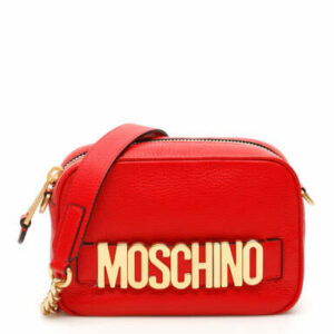 MOSCHINO CAMERA BAG WITH LOGO OS Red Leather