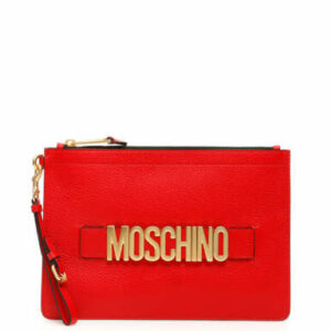 MOSCHINO LOGO POUCH OS Red Leather