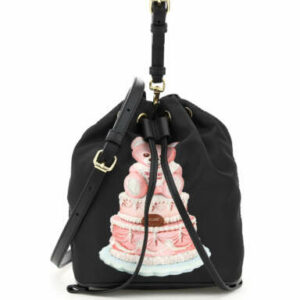 MOSCHINO MINI BUCKET WITH CAKE TEDDY BEAR PRINT OS Black, Pink Technical, Leather