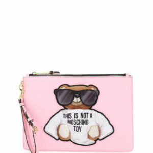 MOSCHINO TEDDY BEAR POUCH OS Pink, Black Technical