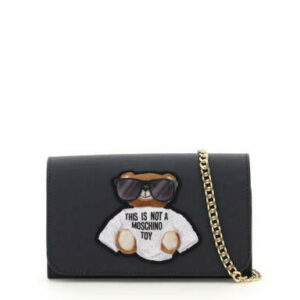 MOSCHINO TEDDY BEAR SUNGLASSES MINI BAG OS Black Faux leather