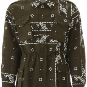 MSGM BANDANA PRINT SAFARI JACKET 46 Green, White, Black Cotton