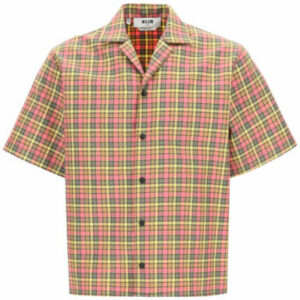 MSGM CHECKERED SHIRT WITH LOGO 39 Pink, Yellow