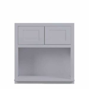 Maplevilles Cabinetry WMC273014 Inset 27" Wide x 30" Tall Double Door Kitchen Wall Cabinet with Microwave Opening Light Grey Kitchen Cabinets Wall