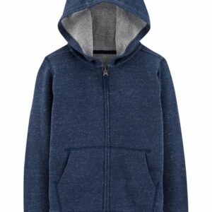 Marled Yarn Zip-Up Hoodie