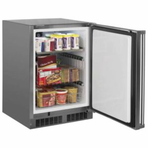 Marvel MO24FA1L 24" Wide 5.7 Cu. Ft. Built-In Outdoor Approved Freezer with LED Lighting Tempered Glass Shelving and Left Door Hinging Solid