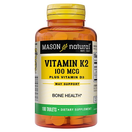 Mason Natural Vitamin K2 100mcg Plus D3 1000 IU, Tablets - 100.0 ea