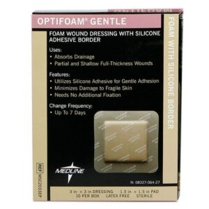 Medline Optifoam Gentle Border Adhesive Dressings 3x3 - 10.0 ea