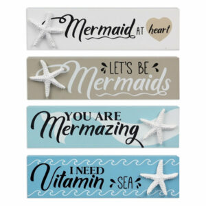 Mermaid at Heart You Are Mermazing Need Vitamin Sea Wood Blocks Set of