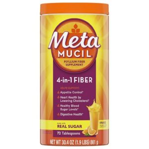 Metamucil 4-in-1 Psyllium Fiber Supplement Powder with Real Sugar Orange - 30.4 oz