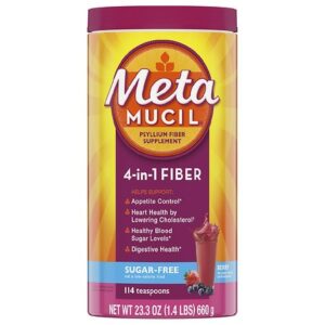 Metamucil 4-in-1 Psyllium Fiber Supplement, Sugar-Free Powder Berry - 23.3 oz