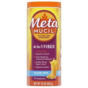 Metamucil 4-in-1 Psyllium Fiber Supplement, Sugar-Free Powder Orange - 15.0 oz