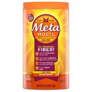 Metamucil Multi-Health Psyllium Fiber Supplement Powder with Real Sugar Orange Smooth - 48.2 oz