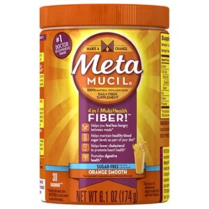 Metamucil Multi-Health Psyllium Fiber Supplement Sugar-Free Powder Orange Smooth - 6.1 oz