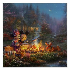 ''Mickey and Minnie Sweetheart Campfire'' Gallery Wrapped Canvas by Thomas Kinkade Studios Official shopDisney