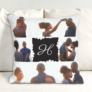 Monogram Photo Collage Throw Pillow