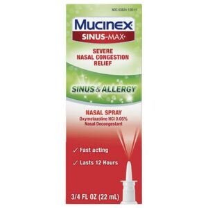 Mucinex Sinus-Max Nasal Spray Sinus and Allergy, Nasal Congestion Relief - 22.0 ml