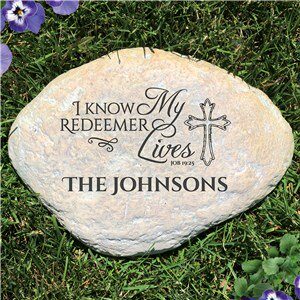 My Redeemer Lives Engraved Garden Stone