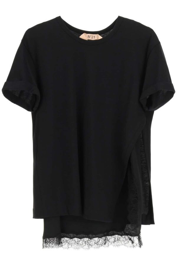 N.21 T-SHIRT WITH TANK-TOP 38 Black Cotton, Silk