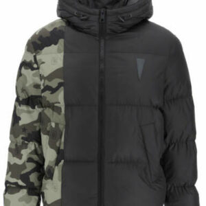 NEIL BARRETT PUFFER JACKET WITH CAMOUFLAGE MOTIF S Black, Green