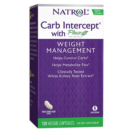 Natrol Carb Intercept with Phase 2 White Kidney Bean Extract Dietary Supplement - 120.0 ea