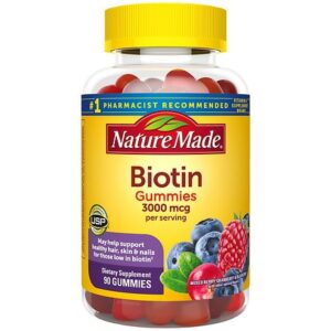 Nature Made Biotin 3000 mcg Adult Gummies Mixed Berry, Cranberry & Blueberry - 90.0 ea